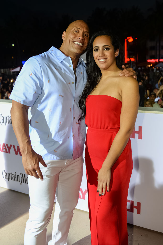MIAMI, FL - MAY 13: Dwayne Johnson and daughter Simone Johnson attend Paramount Pictures' World Premiere of "Baywatch" on May 13, 2017 in Miami, Florida. (Photo by Jason Koerner/Getty Images)