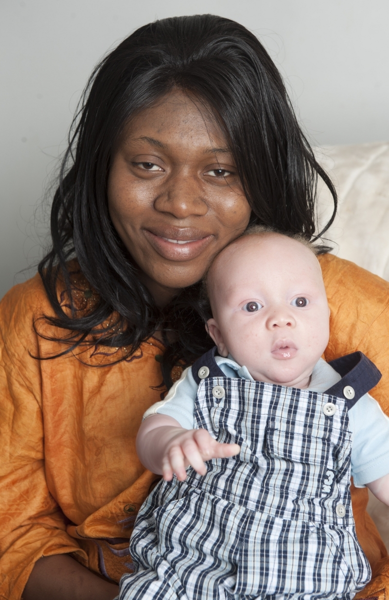 Image: 0094394718, License: Rights managed, May 12, 2011 - East Midlands, England, UK - A BLACK couple told yesterday of their shock and mystification when their son was born with white skin and blond hair. FRANCIS TSHIBANGU admitted: 'My first thought was "Wow, is he really mine?".' He and his wife Arlette already have a two-year-old boy, Seth, whose features reflect his African parentage.But it is thought that baby Daniel, now 11 weeks old, has a slight genetic mutation. He is not an albino. Congo-born Mr Tshibangu, 28, said his 'jaw dropped open' when Daniel arrived at Leicester Royal Infirmary. (Credit Image: © Murray Sanders/Daily Mail/SOLO Syndication), Place: UK, Model Release: No or not aplicable, Credit line: Profimedia.cz, Solo
