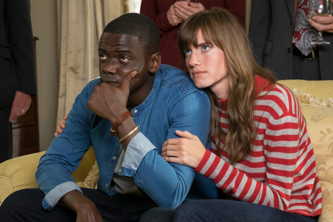 Chris (DANIEL KALUUYA) with girlfriend Rose (ALLISON WILLIAMS) in Universal Pictures’ “Get Out,” a speculative thriller from Blumhouse (producers of “The Visit,” “Insidious” series and “The Gift”) and the mind of Jordan Peele. When a young African-American man visits his white girlfriend’s family estate, he becomes ensnared in a more sinister real reason for the invitation.